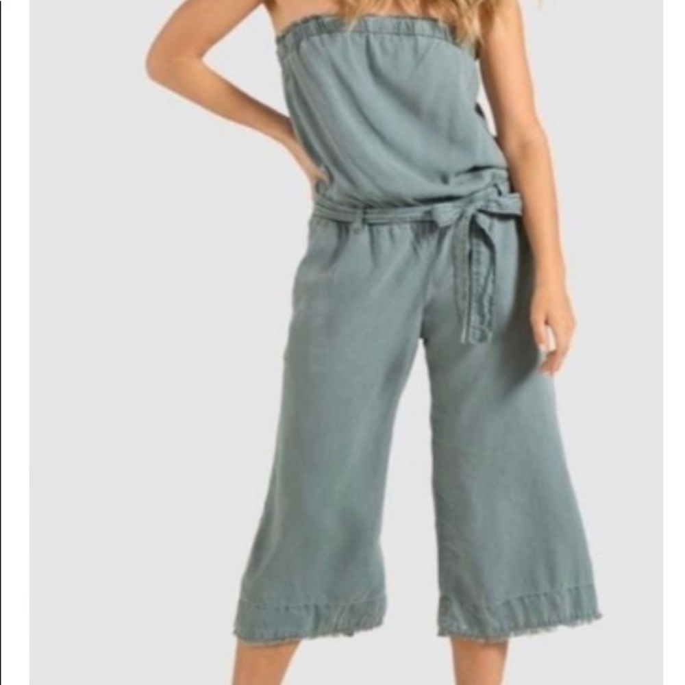 Cloth and Stone crop frayed strapless jumpsuit